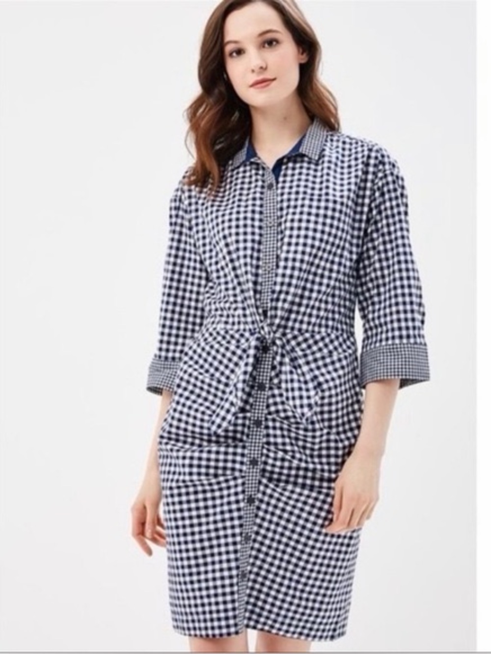 GAP x Sarah Jessica Parker Navy & White Gingham Button-Up dress